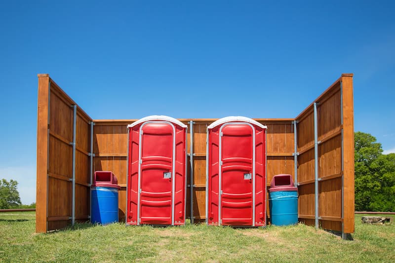 Short-term porta potty units staged for delivery in Monterey, California